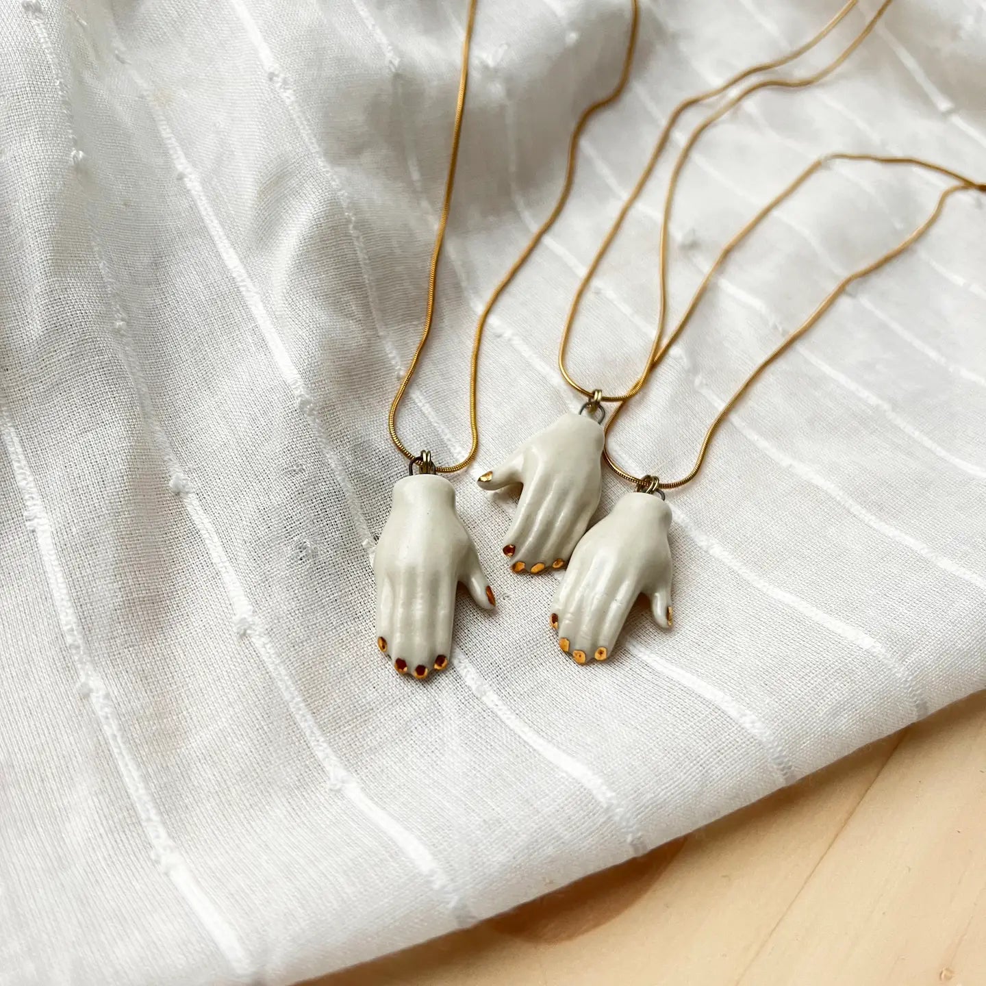 White Ceramic Hand Pendant