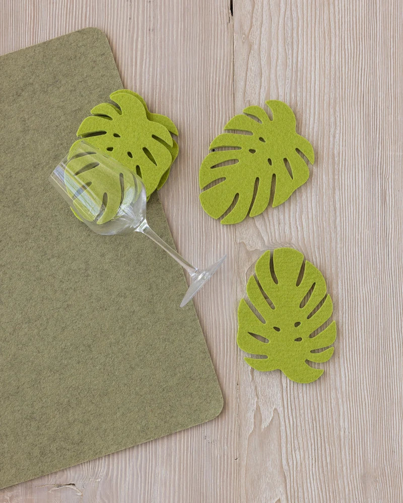 Monstera Leaf Coaster Pistachio - Set of 4