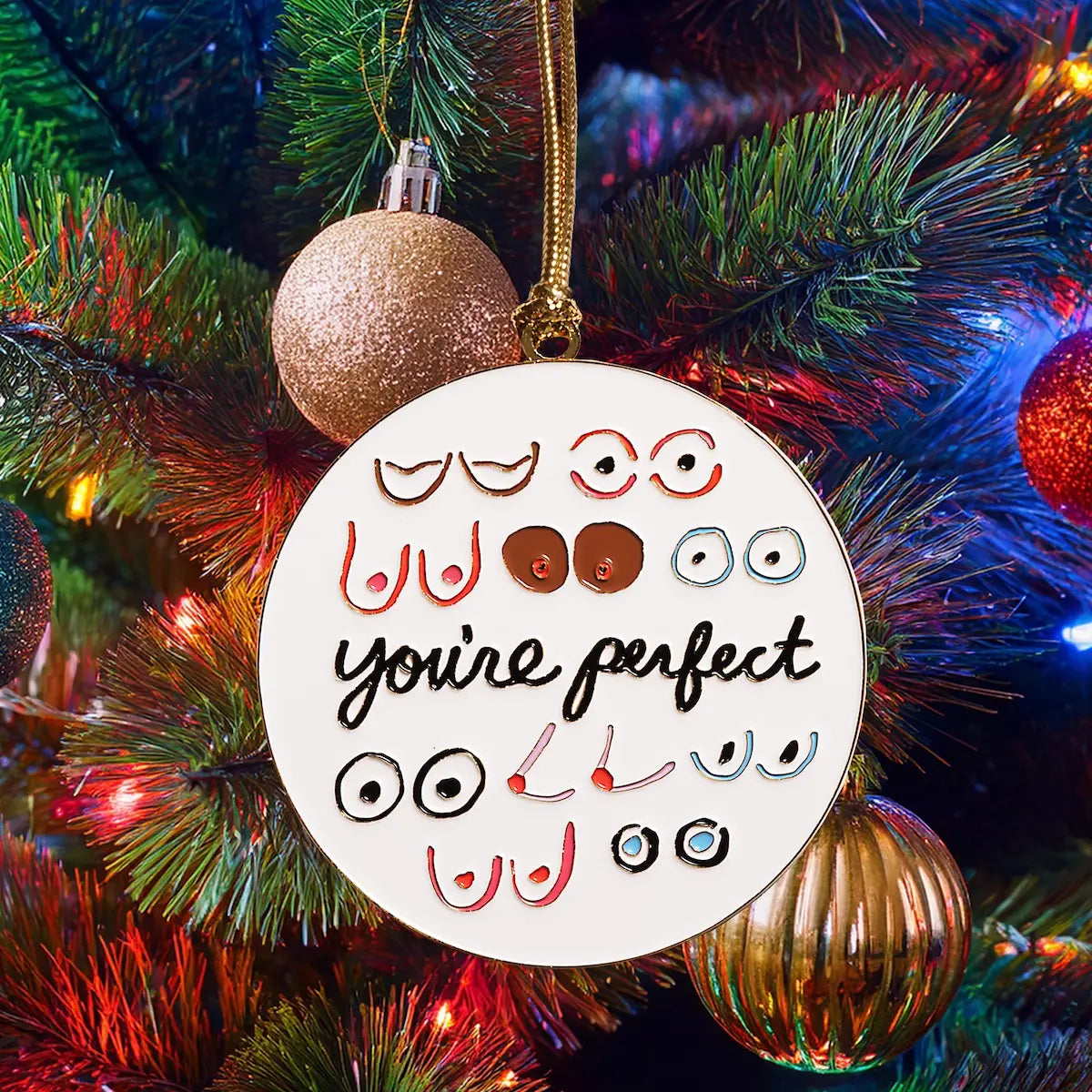 Boobs You're Perfect - Enamel Holiday Ornament