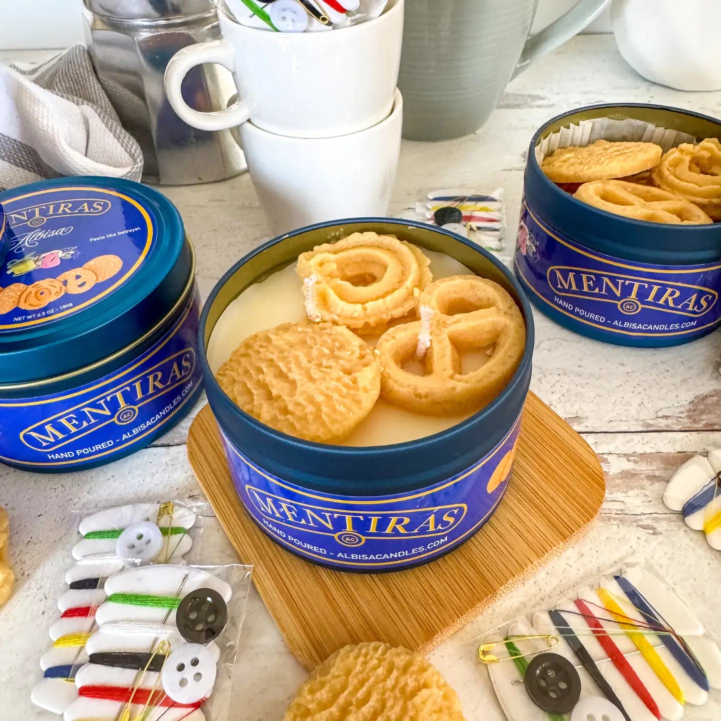 Mentiras Candle Cookie Tin
