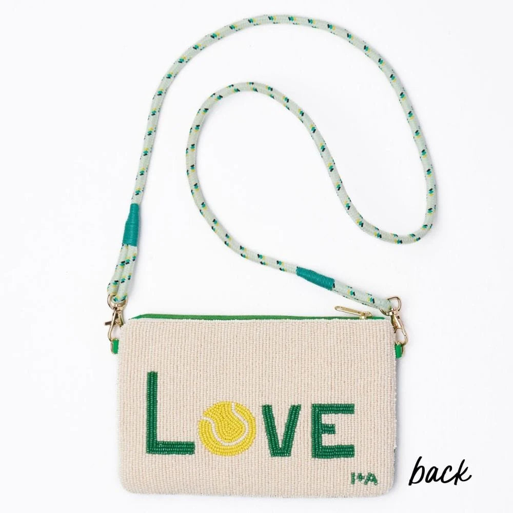 Leila Tennis Seed Bead Clutch with Strap