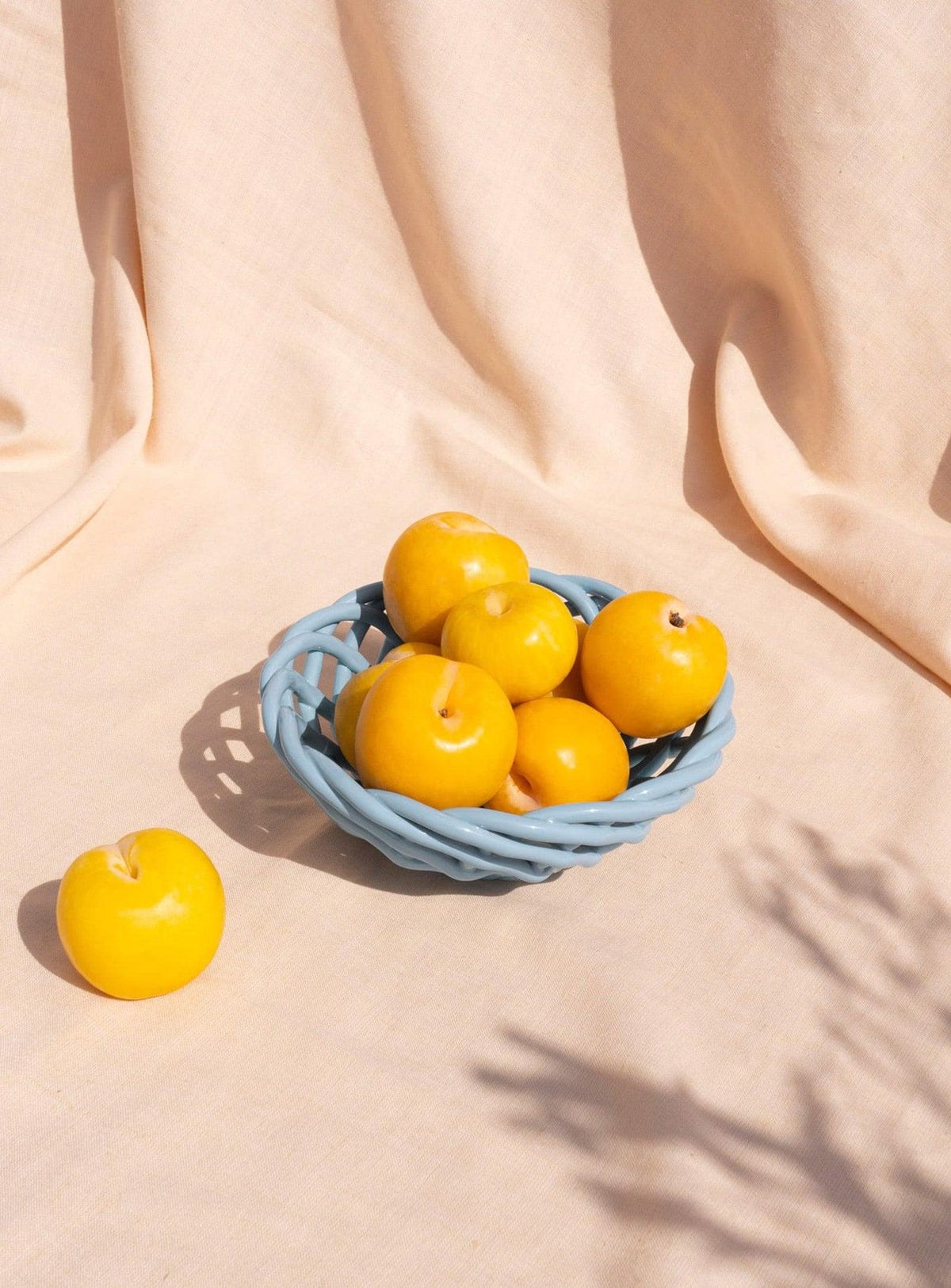 Small Sicilia Ceramic Basket — Light Blue