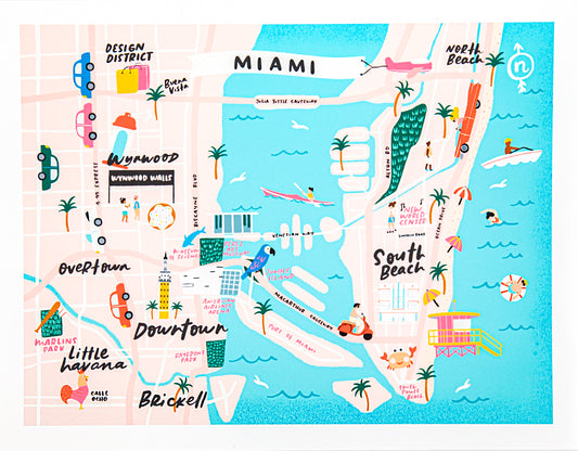 Miami Map by Black Lamb Studio