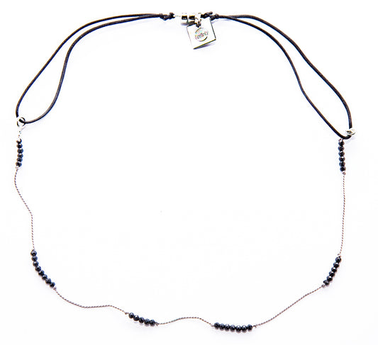 Starlette Choker: Black Spinel with Grey, Sterling Silver by Dafné